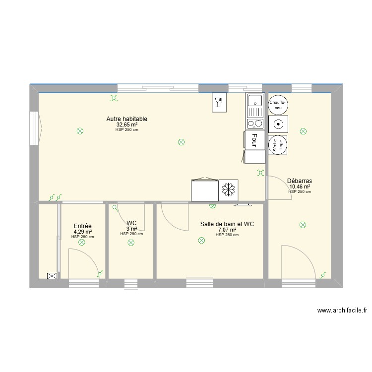 chantier 1. Plan de 5 pièces et 57 m2