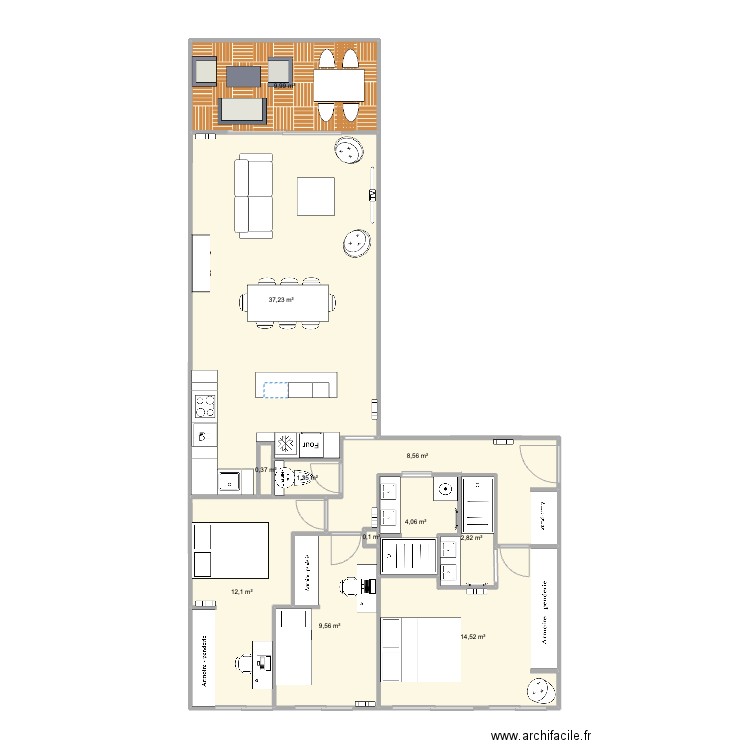 Santa Barbara version fenetre6. Plan de 11 pièces et 101 m2