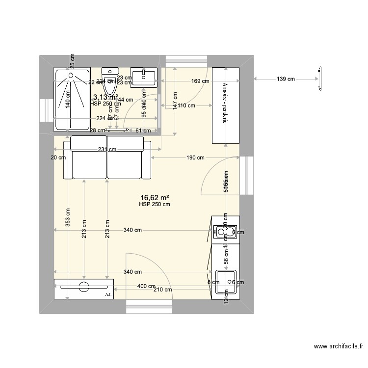 STUDIO 2. Plan de 0 pièce et 0 m2