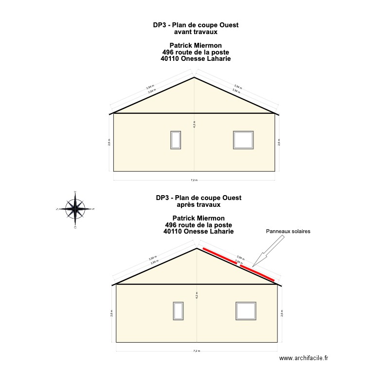 DP3 - Plan de coupe Ouest Onesse. Plan de 0 pièce et 0 m2