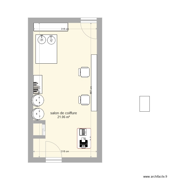 salon de coiffure. Plan de 0 pièce et 0 m2