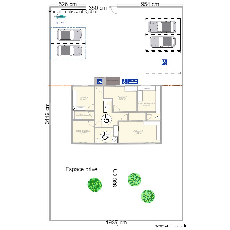 plan general projet ERP. Plan de 10 pièces et 100 m2