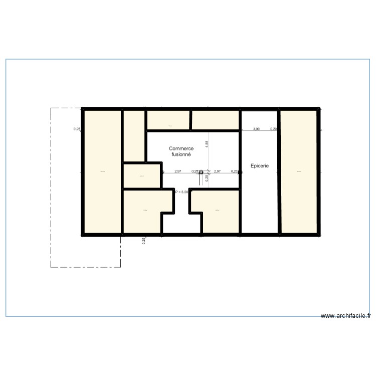 Plan commerce. Plan de 6 pièces et 444 m2