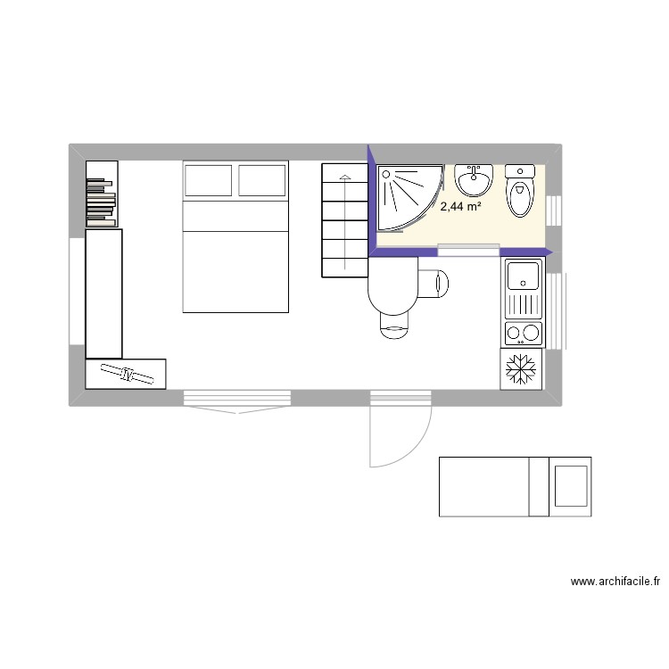 Studio 18m2 habitables . Plan de 0 pièce et 0 m2