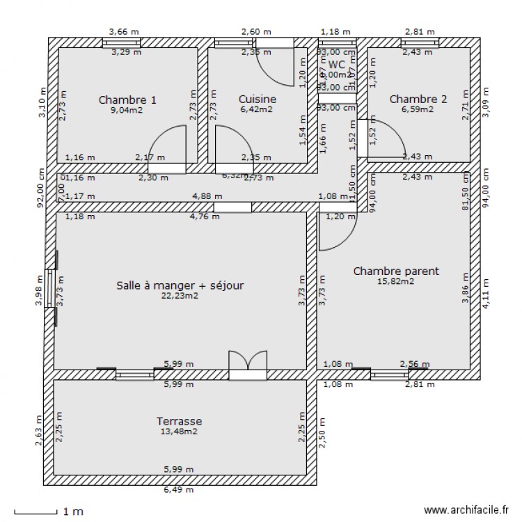 Maison Champs Afrique modifiée. Plan de 0 pièce et 0 m2