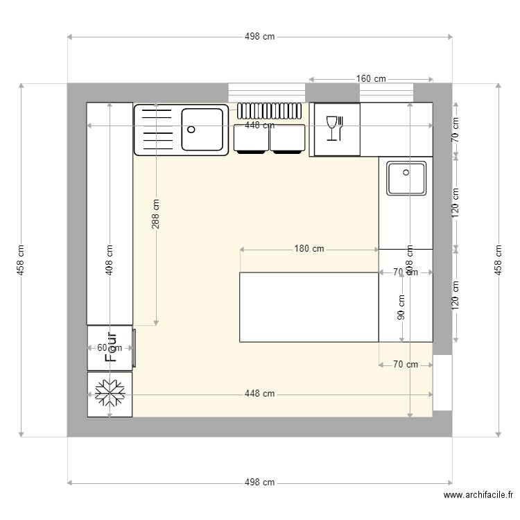 cuisine llv. Plan de 1 pièce et 18 m2