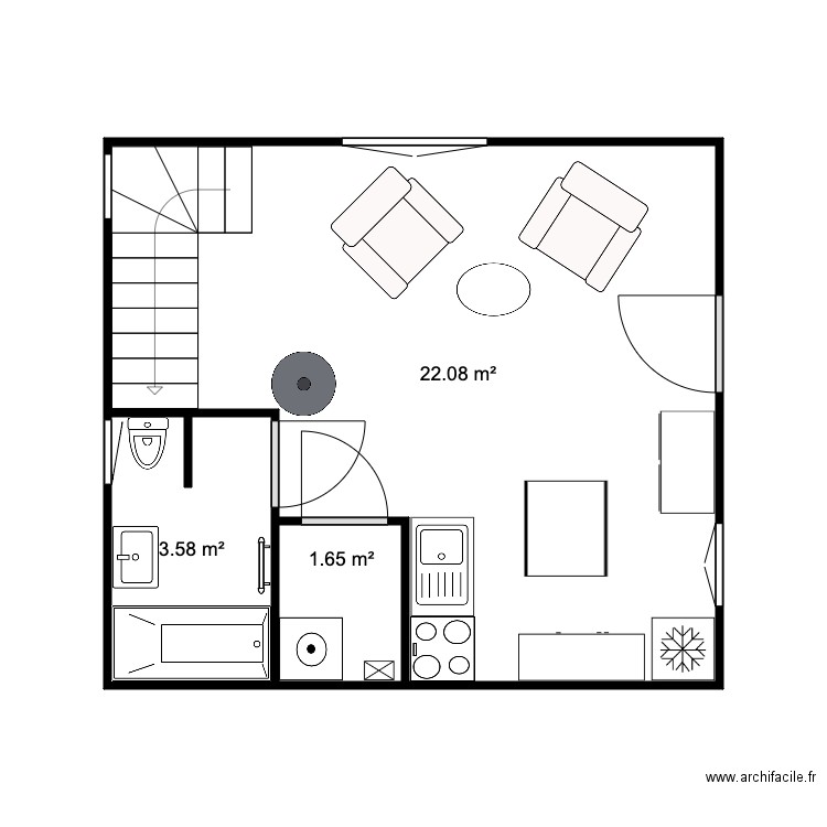 RDC Chalet 28 m2. Plan de 0 pièce et 0 m2