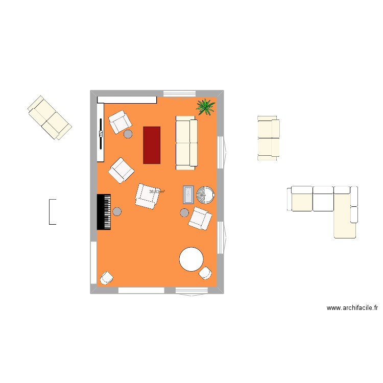 SALON 3. Plan de 1 pièce et 37 m2