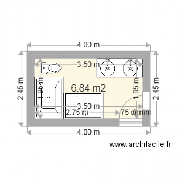 Salle de bain - Plan dessiné par birouana