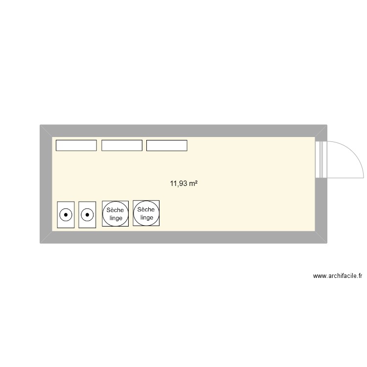 Buanderie. Plan de 1 pièce et 12 m2