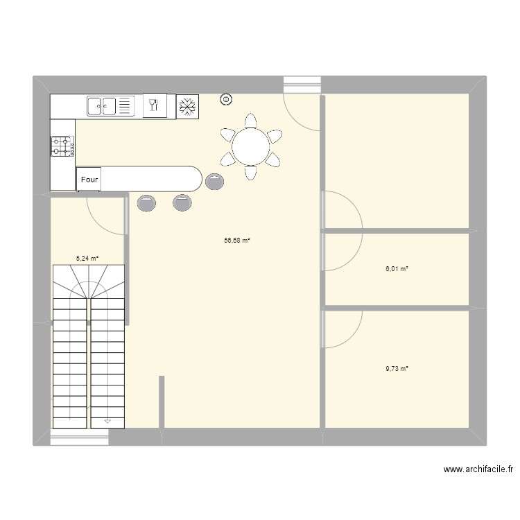 maison de compagne. Plan de 4 pièces et 78 m2