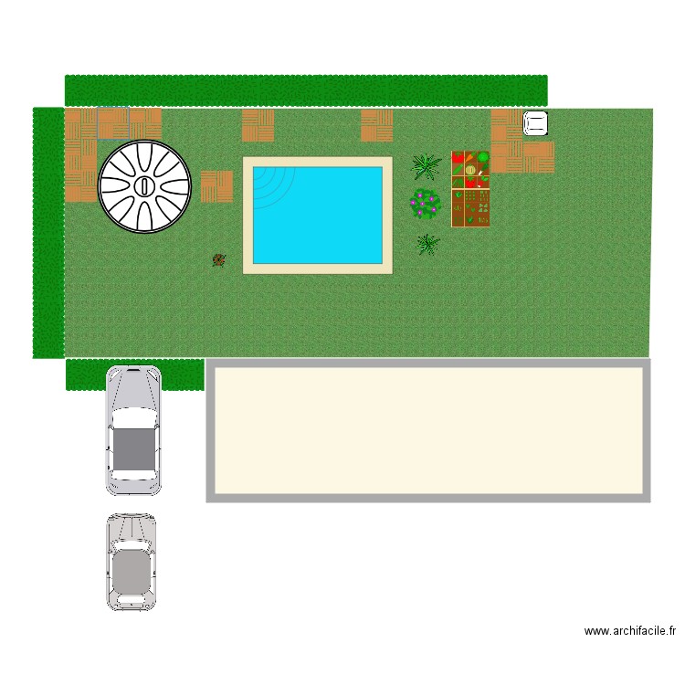 Jardin et piscine. Plan de 0 pièce et 0 m2