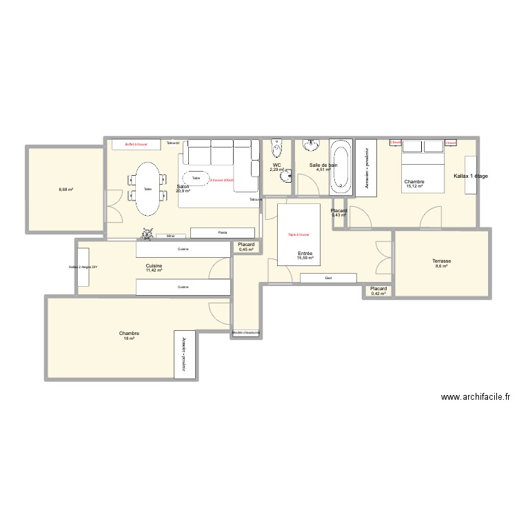 Noirettes15B. Plan de 12 pièces et 106 m2