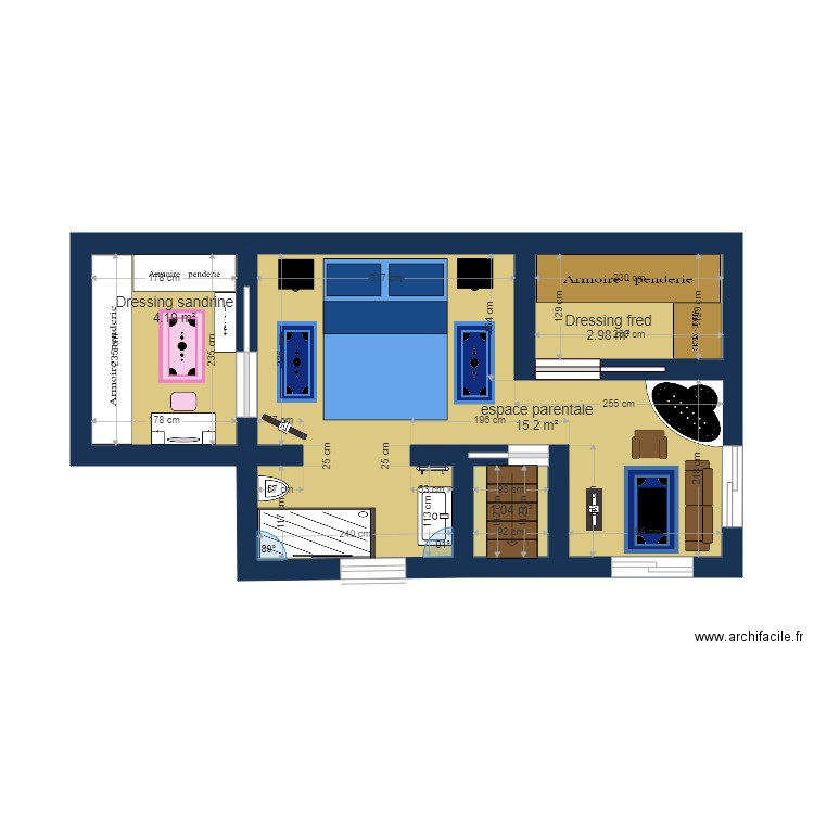 chambre parentale . Plan de 0 pièce et 0 m2