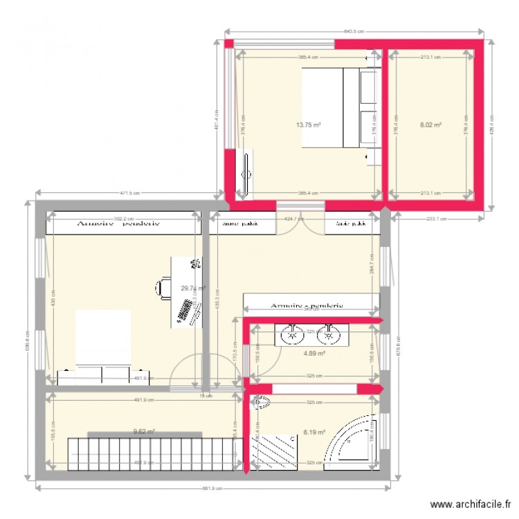 Travaux ETAGE. Plan de 0 pièce et 0 m2