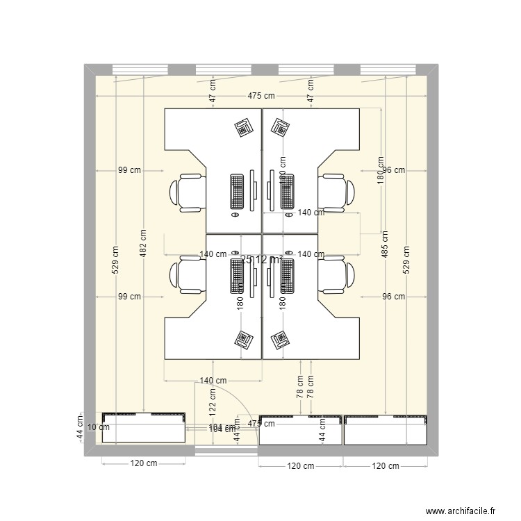 futur bureau RH. Plan de 1 pièce et 25 m2