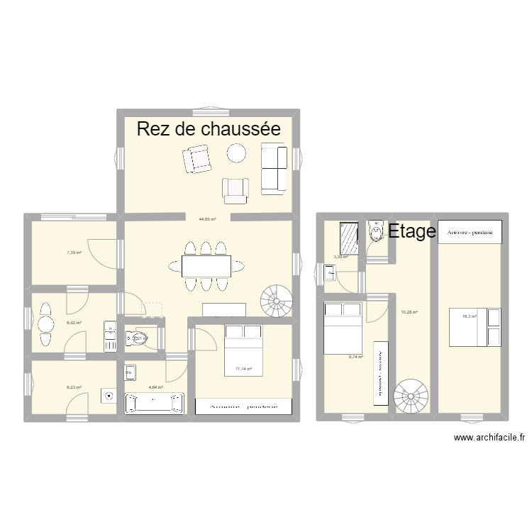 plan moulin. Plan de 12 pièces et 124 m2