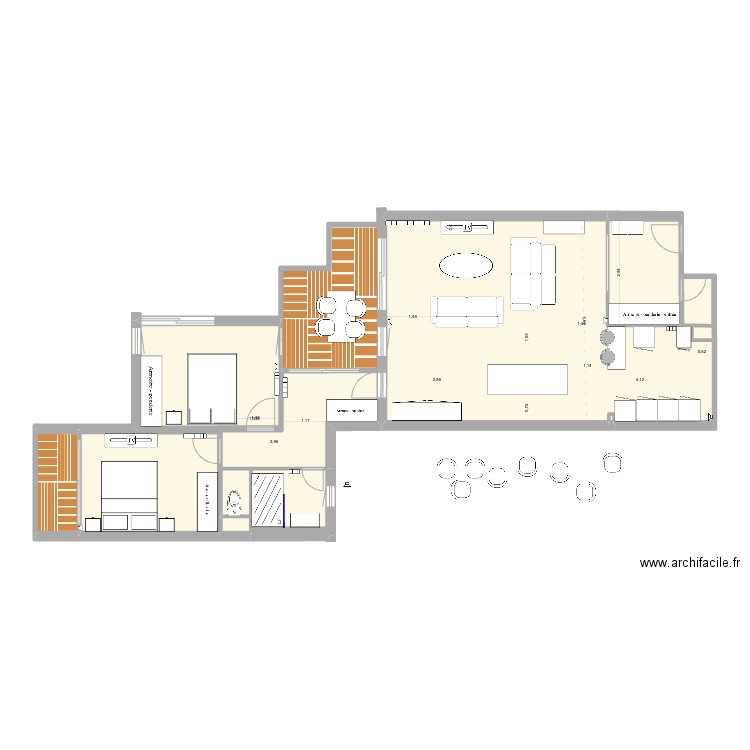 63 BR 28.5.24 séjour OK. Plan de 11 pièces et 87 m2