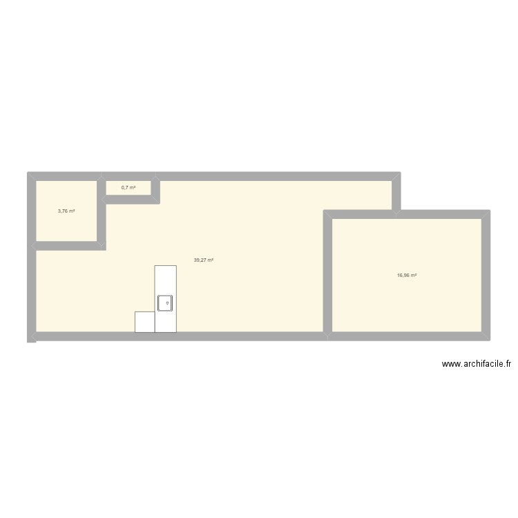 appartement. Plan de 4 pièces et 61 m2