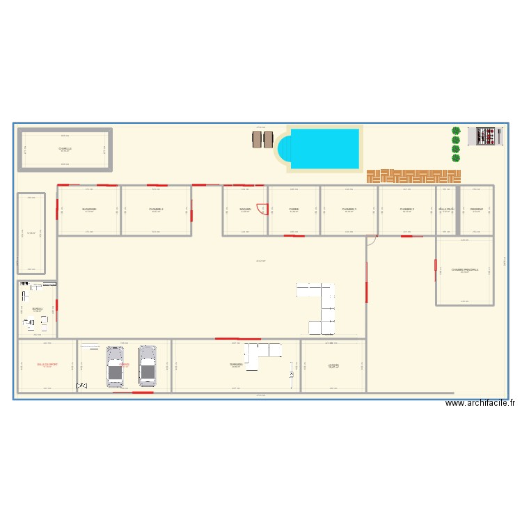 DOMICILE. Plan de 17 pièces et 1056 m2