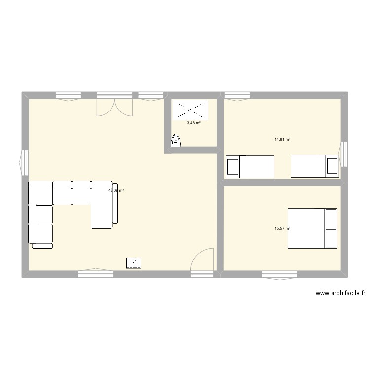 contaut. Plan de 4 pièces et 80 m2