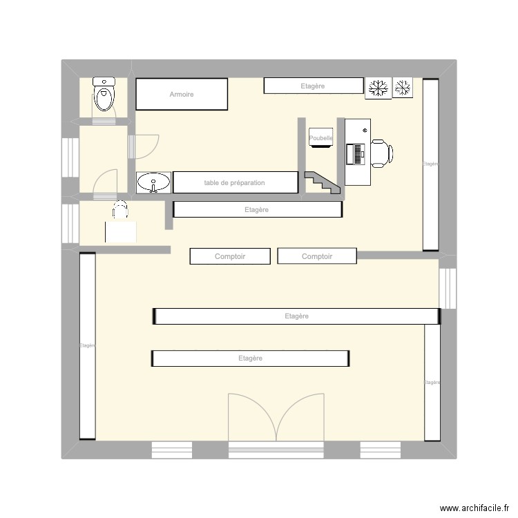 Pharma. Plan de 3 pièces et 27 m2