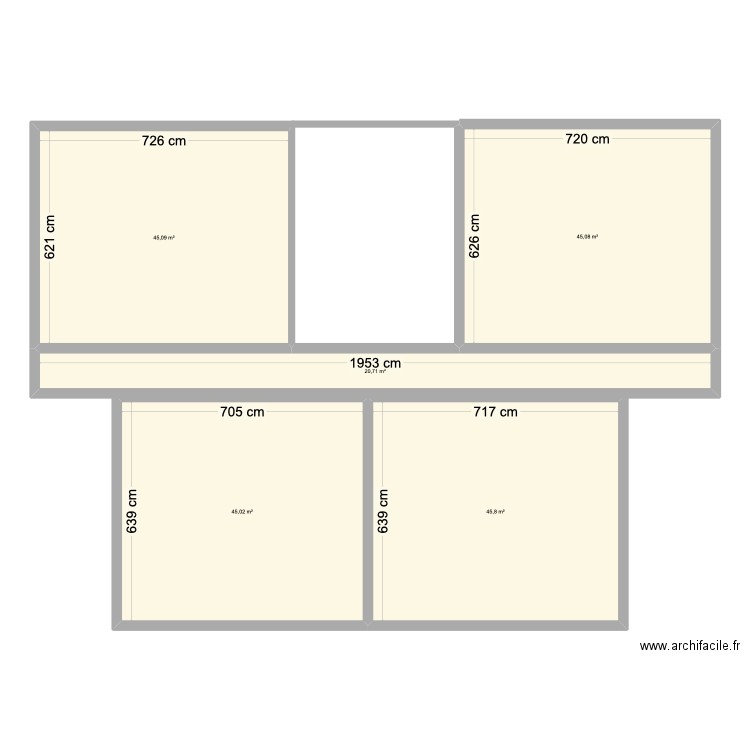 SAE. Plan de 5 pièces et 202 m2