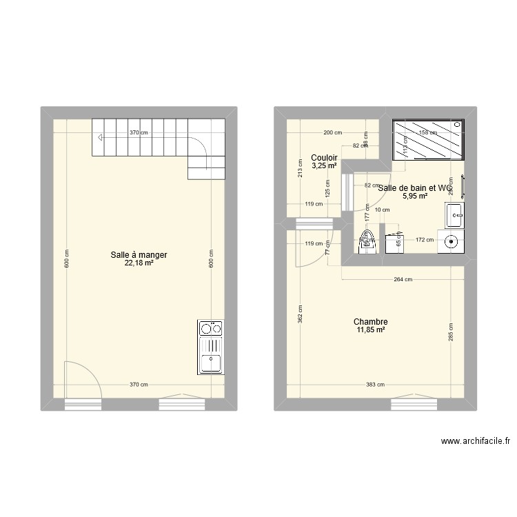 LOGEMENT 2 GEMOZAC. Plan de 4 pièces et 43 m2