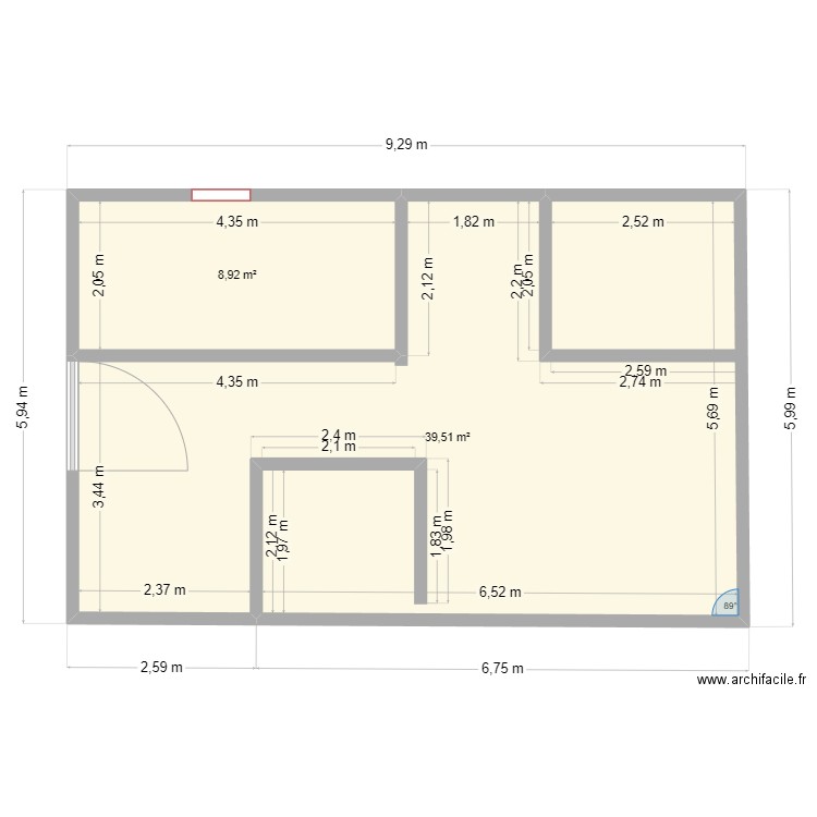 lord said. Plan de 2 pièces et 48 m2