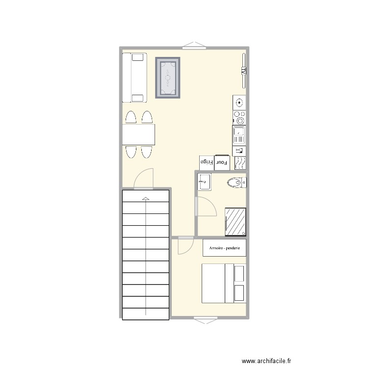 bru baroque. Plan de 3 pièces et 11 m2