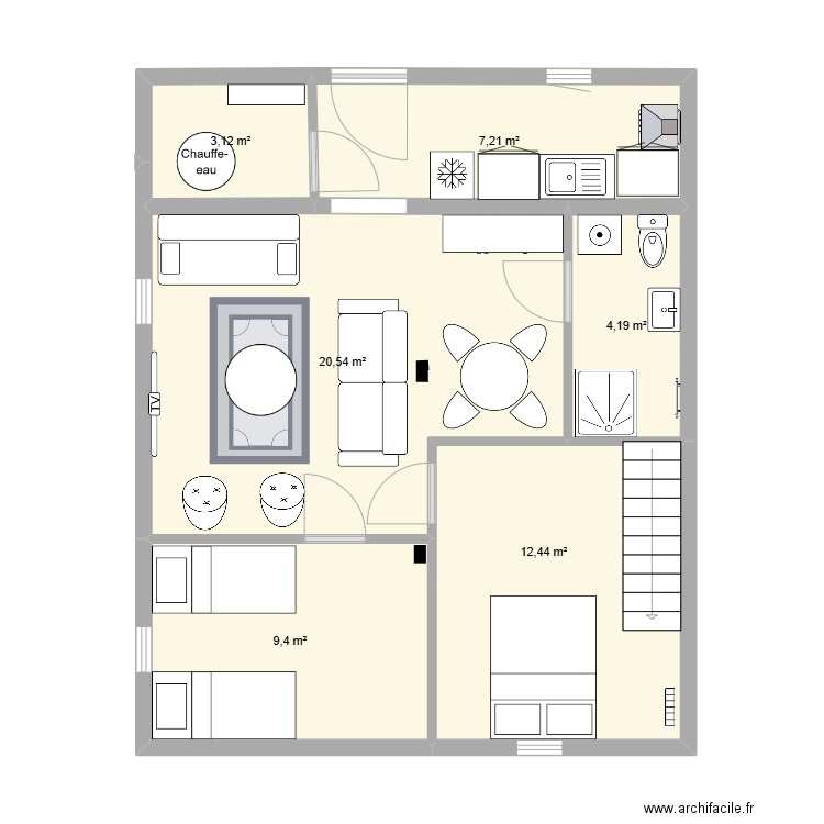 Rosne SS 2. Plan de 6 pièces et 57 m2