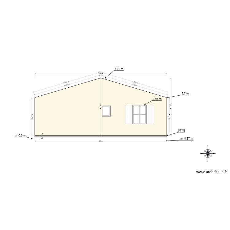 façade pignon sud. Plan de 0 pièce et 0 m2