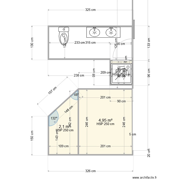 Salle De Bain - Plan 3 Pièces 8 M2 Dessiné Par Salle De Baincc