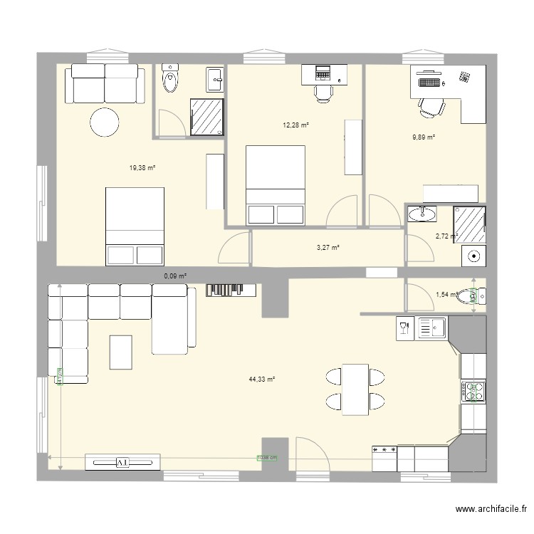 T4 logement six fours RDC. Plan de 0 pièce et 0 m2