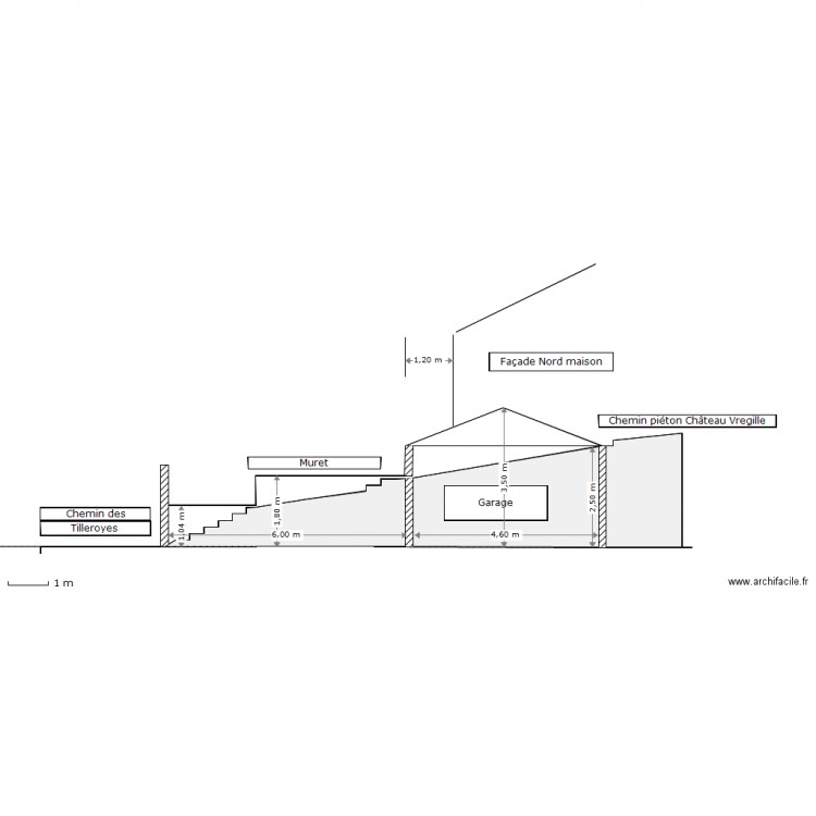 DP3  COUPE DU TERRAIN AU DROIT DU CHEMIN PIETON. Plan de 0 pièce et 0 m2