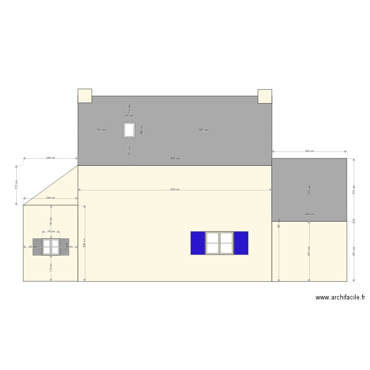 facade ouest. Plan de 0 pièce et 0 m2