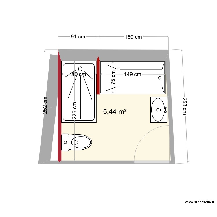 test. Plan de 1 pièce et 5 m2