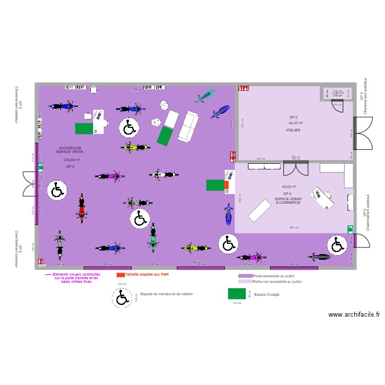 SARL JR MOTORBIKE APRES TRAVAUX espace de rotation et d'usage. Plan de 4 pièces et 353 m2