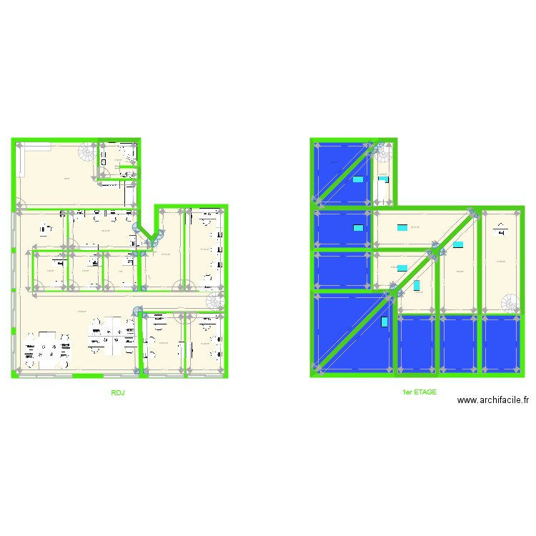 Restaurant - coworking. Plan de 26 pièces et 401 m2