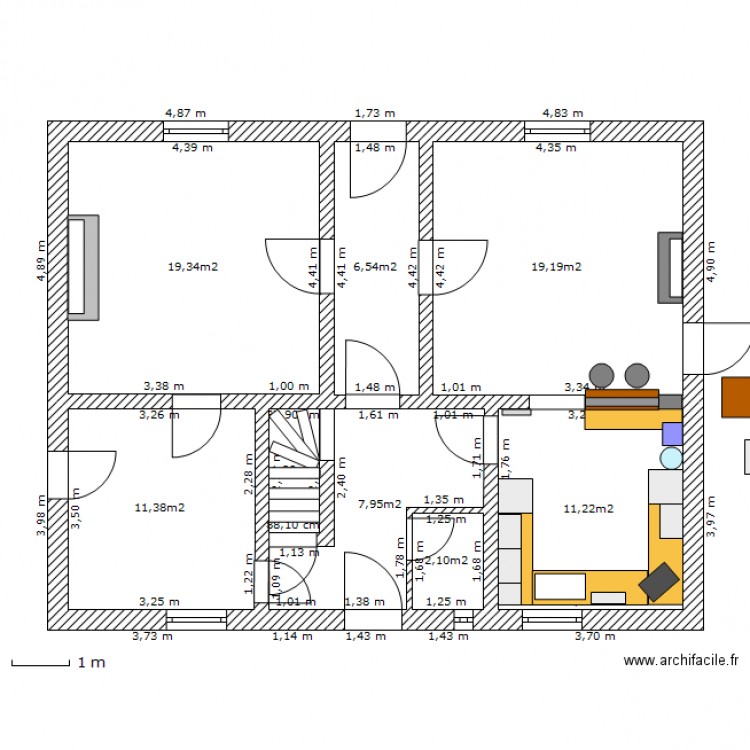 cuisine 3 façon bar. Plan de 0 pièce et 0 m2