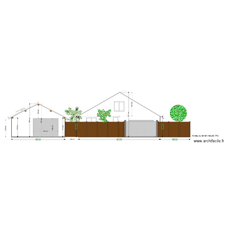 Vue en coupe façade EST avec 50. Plan de 0 pièce et 0 m2