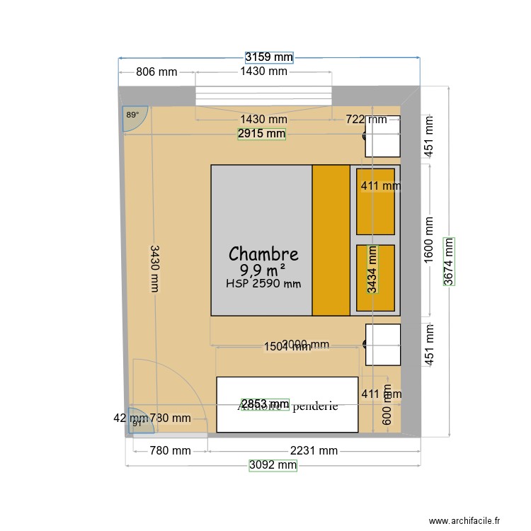 Chambre coté parc claret . Plan de 0 pièce et 0 m2