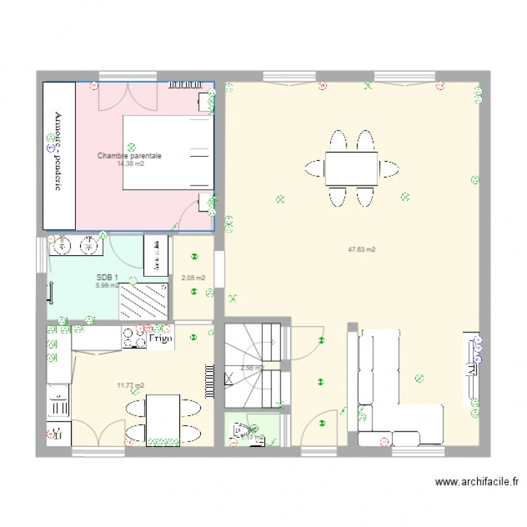 Plan maison RDC ELEC. Plan de 0 pièce et 0 m2