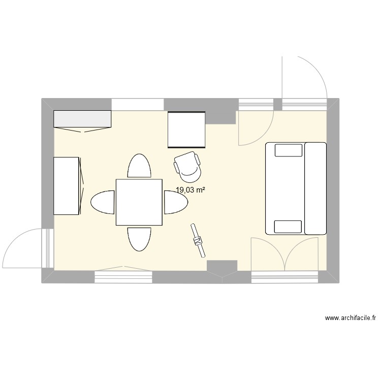 salon . Plan de 1 pièce et 19 m2