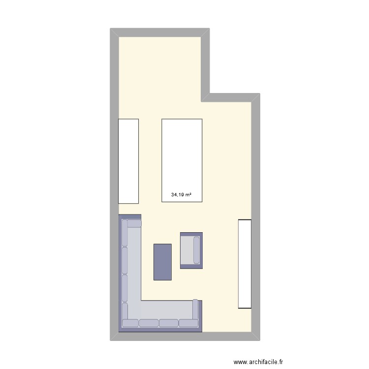 SALON. Plan de 1 pièce et 34 m2