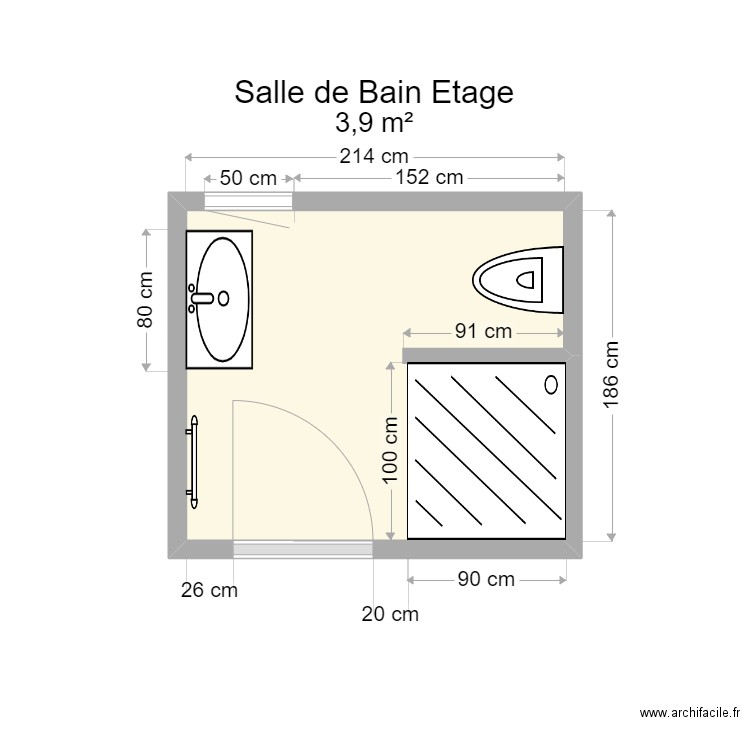 Salle de bain ETAGE. Plan de 0 pièce et 0 m2