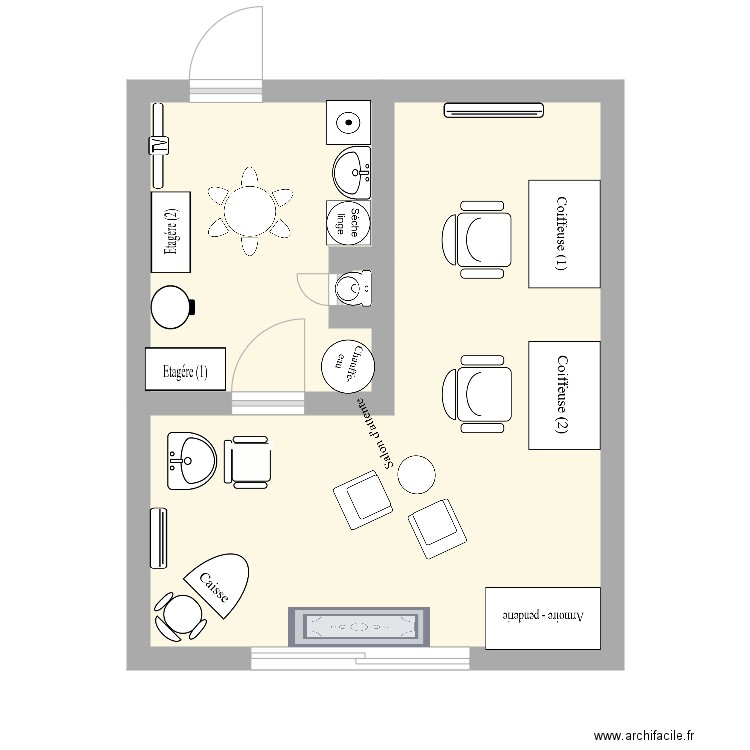 Salon de coiffure. Plan de 0 pièce et 0 m2