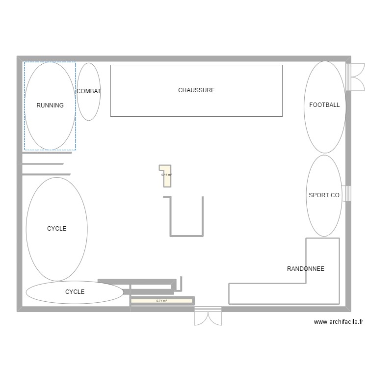 Intersport. Plan de 3 pièces et 11 m2