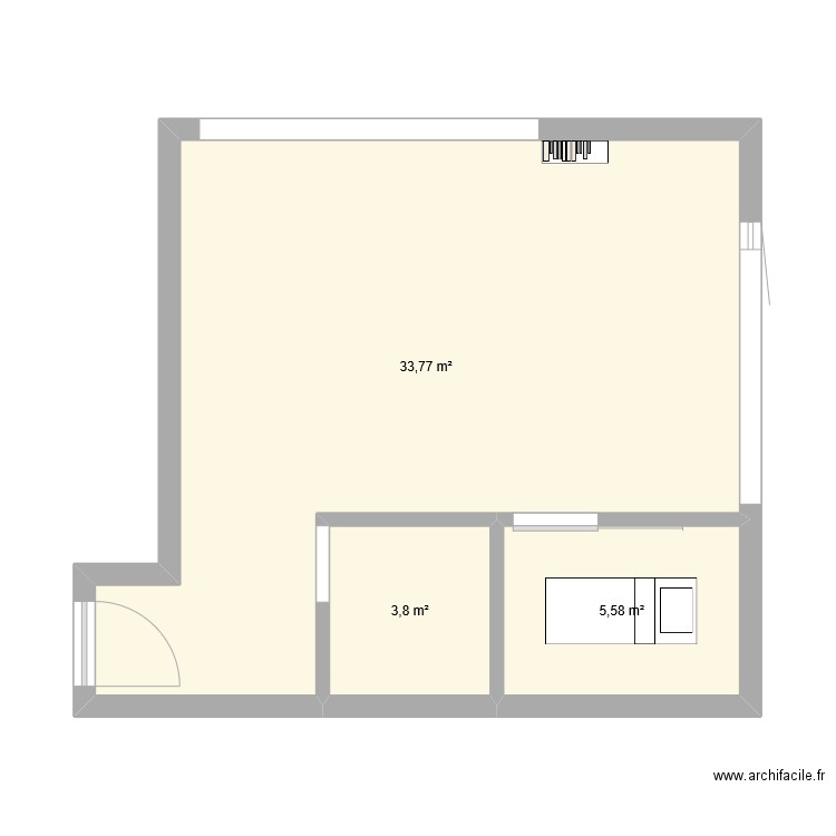 COMMERCE 0.1.1. Plan de 3 pièces et 43 m2