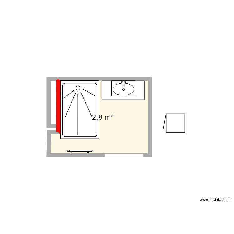 SDB Flo 1. Plan de 1 pièce et 3 m2